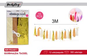 Guirnalda Tassel 3M 15PCS DORADO BLANCO MARRON
