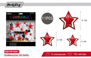 COLGANTE ESTRALLAS ROJO 11PCS