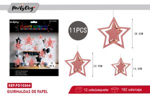 COLGANTE ESTRALLAS ORO ROSA 11PCS
