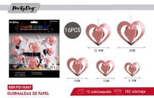 COLGANTE CORAZON ORO ROSA 11PCS
