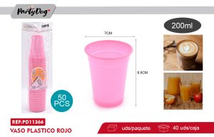 VASO PLASTICO ROSADO 200ML 50PCS