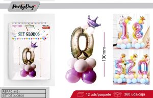 SET DE GLOBOS NUMEROS ROSADO 100CM 17PCS 0