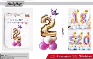 SET DE GLOBOS NUMEROS ROSADO 100CM 17PCS 2