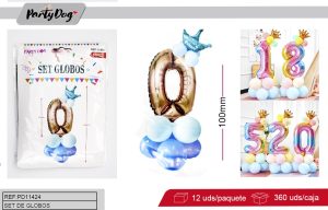 SET DE GLOBOS NUMEROS ROSADO 100CM 17PCS 0