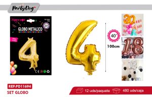GLOBO METALICO 40″ 100CM DORADO 4