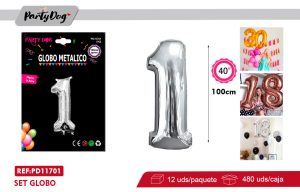 GLOBO METALICO 40″ 100CM PLATEADO 1