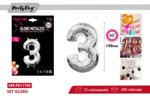 GLOBO METALICO 40″ 100CM PLATEADO 3