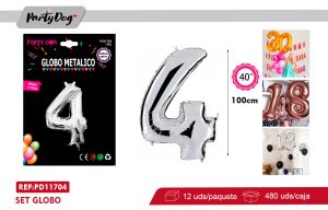 GLOBO METALICO 40″ 100CM PLATEADO 4