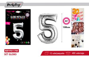 GLOBO METALICO 40″ 100CM PLATEADO 5