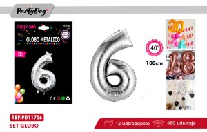 GLOBO METALICO 40″ 100CM PLATEADO 6