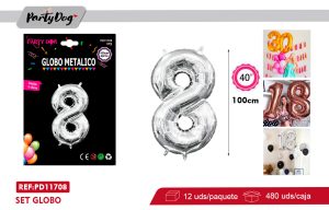 GLOBO METALICO 40″ 100CM PLATEADO 8
