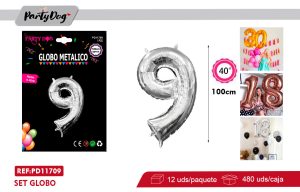 GLOBO METALICO 40″ 100CM PLATEADO 9