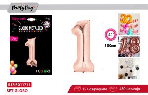 GLOBO METALICO 40″ 100CM ROSA ORO 1