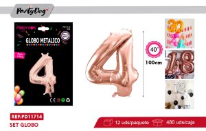 GLOBO METALICO 40″ 100CM ROSA ORO 4
