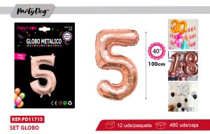 GLOBO METALICO 40″ 100CM ROSA ORO 5