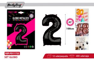 GLOBO METALICO 40″ 100CM NEGRO 2