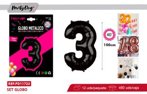 GLOBO METALICO 40″ 100CM NEGRO 3