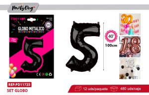 GLOBO METALICO 40″ 100CM NEGRO 5