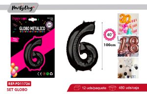 GLOBO METALICO 40″ 100CM NEGRO 6