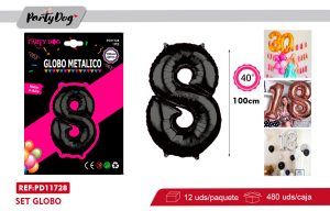 GLOBO METALICO 40″ 100CM NEGRO 8
