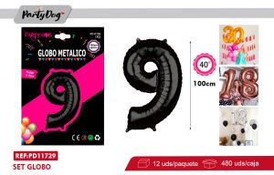 GLOBO METALICO 40″ 100CM NEGRO 9