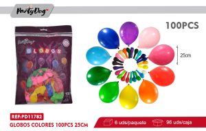 GLOBO LATEX 1.5G 25CM 100PCS R10 COLORES