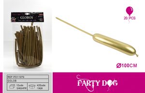GLOBOS LARGO CROMADO 1.8G 33CM 20PCS DORADO