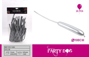 GLOBOS LARGO CROMADO 1.8G 33CM 20PCS PLATEADO