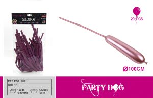 GLOBOS LARGO CROMADO 1.8G 33CM 20PCS ROJO