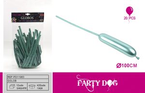 GLOBOS LARGO CROMADO 1.8G 33CM 20PCS VERDE