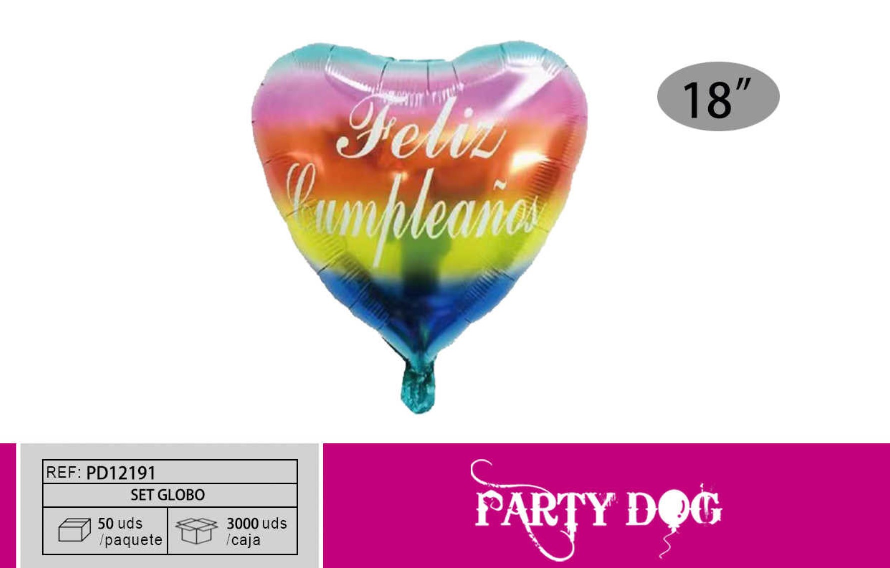 GLOBO METALICO CORAZON 50PCS