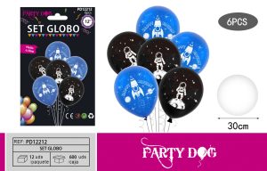 SET GLOBOS LATEX astronauta 6PCS