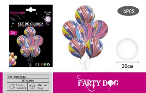 GLOBOS LATEXS AGATAS 30CM R12 6PCS COLORES