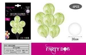 GLOBOS LATEXS AGATAS 30CM R12 6PCS VERDE
