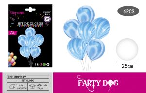 GLOBOS LATEXS AGATAS 30CM R12 6PCS AZUL