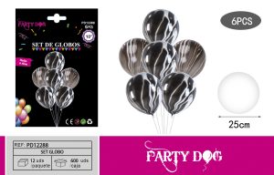 GLOBOS LATEXS AGATAS 30CM R12 6PCS NEGRO