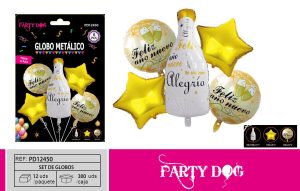 SET DE GLOBOS METALICO FELIZ AÑO NUEVO 5PCS
