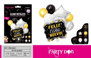 SET DE GLOBOS METALICO FELIZ AÑO NUEVO 7PCS
