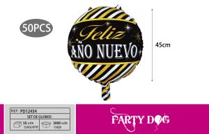 GLOBO METALICO AÑO NUEVO 18 PULGADA 50PCS