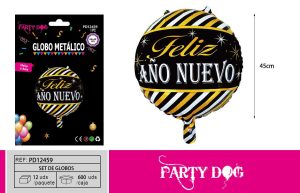 GLOBO METALICO AÑO NUEVO 18 PULGADA