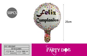 GLOBO METALICO 10 PULGADA 50PCS FELIZ CUMPLEAÑOS