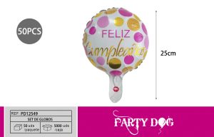 GLOBO METALICO 10 PULGADA 50PCS FELIZ CUMPLEAÑOS