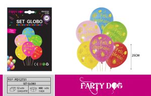 SET DE GLOBOS LATEX FELIZ CUMPLEAÑOS 6PCS
