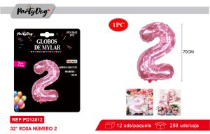 GLOBO METALICO NUMEROS CRISTAL 32″ROSADO 2