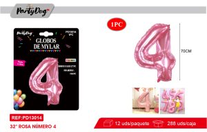 GLOBO METALICO NUMEROS CRISTAL 32″ROSADO 4