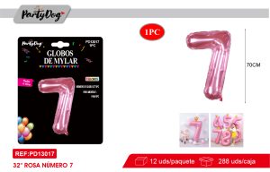 GLOBO METALICO NUMEROS CRISTAL 32″ROSADO 7