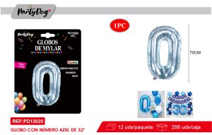 GLOBO METALICO NUMEROS CRISTAL 32″ AUZL 0