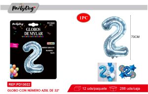 GLOBO METALICO NUMEROS CRISTAL 32″ AUZL 2