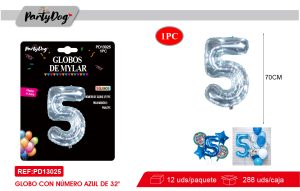 GLOBO METALICO NUMEROS CRISTAL 32″ AUZL 5