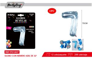 GLOBO METALICO NUMEROS CRISTAL 32″ AUZL 7